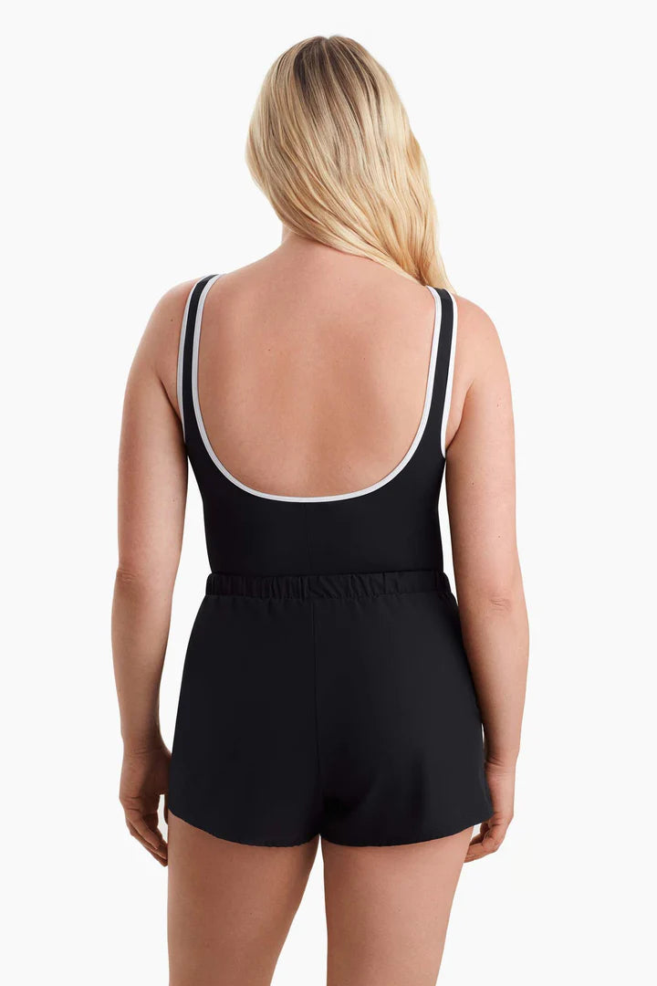 Shirred Zipper Runaround Swimsuit