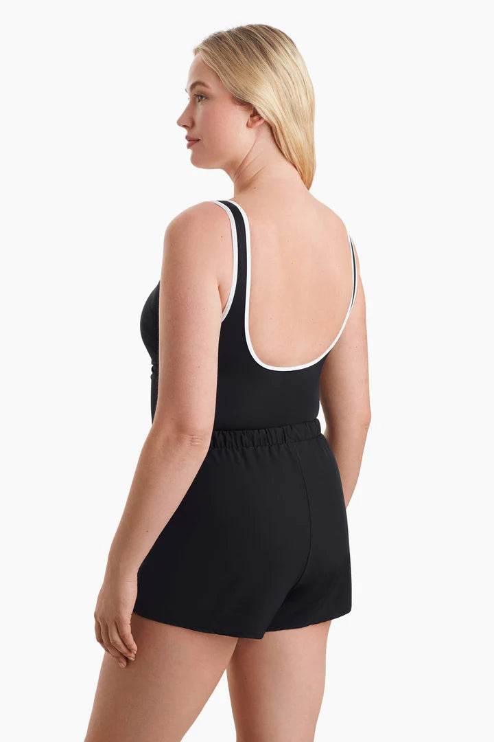 Shirred Zipper Runaround Swimsuit