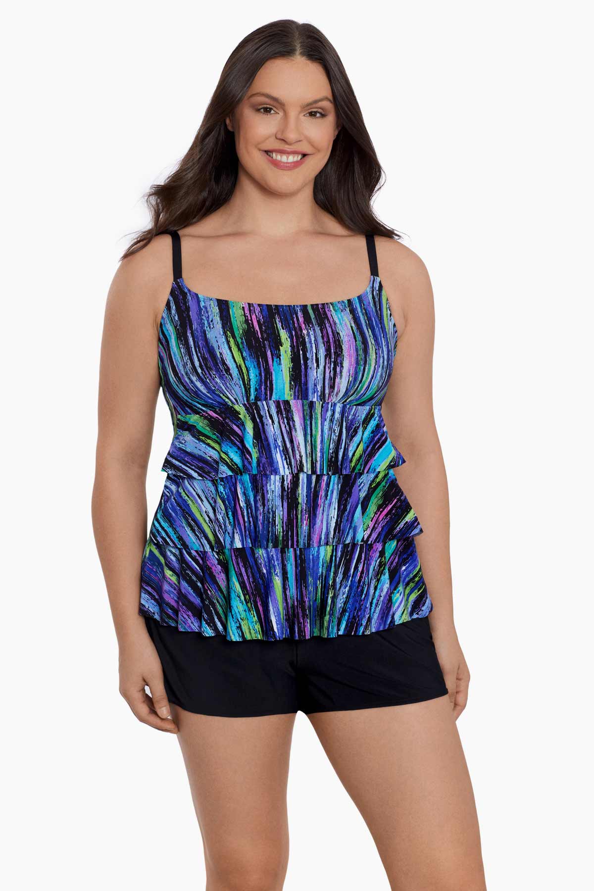 Brilliant Streaks Ruffle Fauz Shortini Swimsuit