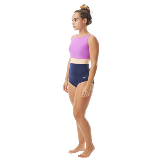 TYR Women's Solid Splice Belted Controlfit Swimsuit